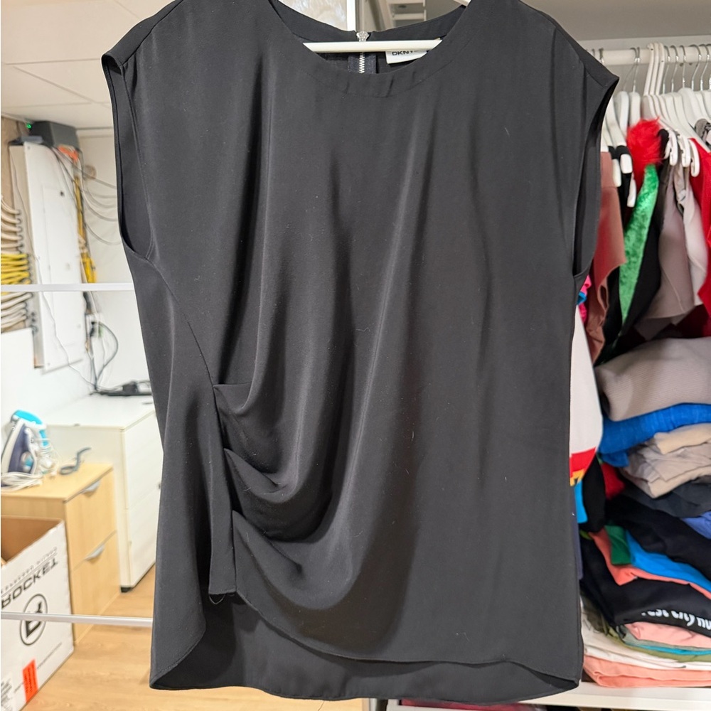 Black Draped Women's Blouse